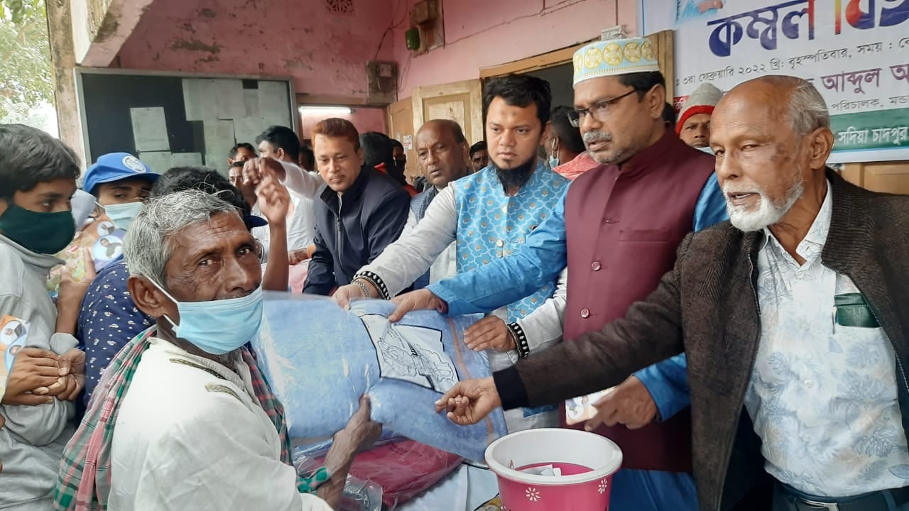 Blankets being distributed to people in need